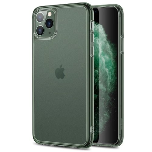 ESR üveghátlapos MATT ÁTLÁTSZÓ tok, hátlap zöld kerettel iPhone 11 Pro MAX
