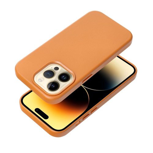 Leather Mag Bőr telefon tok, hátlap iPhone 14 Pro BARNA