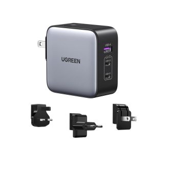   Ugreen 65W töltő adapter UK/US/EU csatlakozókkal egyszerre három eszközhöz