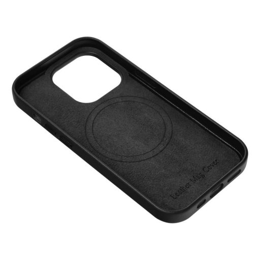 Leather Mag Bőr telefon tok, hátlap iPhone 15 Plus LILA