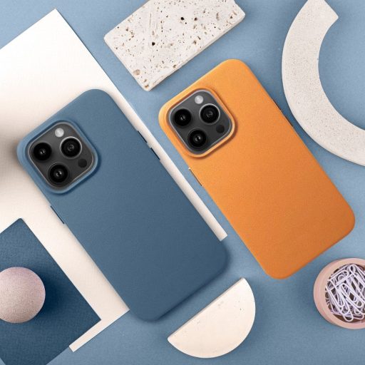 Leather Mag Bőr telefon tok, hátlap iPhone 15 Pro Max KÉK