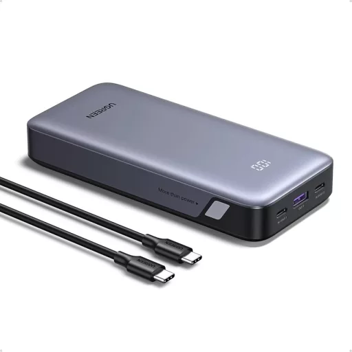 Ugreen 30W PowerBank külső akkumulátor szürke, 20.000mAh, 2x Type-C + USB-A