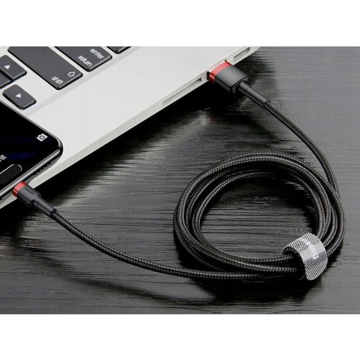 Baseus Cafule Lightning - USB-A adatkábel, 1m, fekete erősített