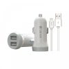 Devia Smart Dupla USB autós töltő adapter 1m Lightning kábellel fehér