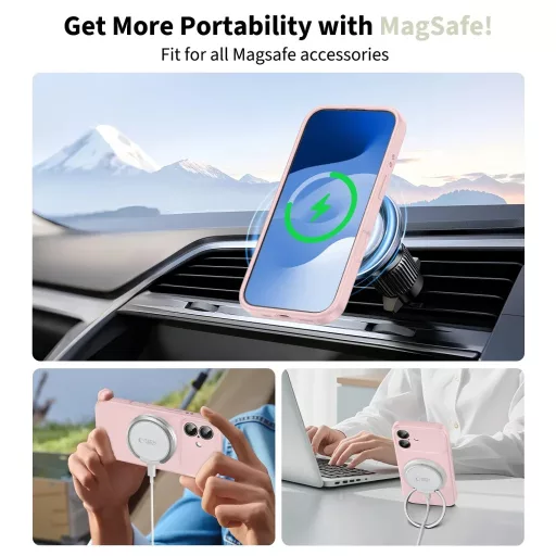 Tech-Protect Szilikon MagSafe Apple iPhone 17 tok, hátlap rózsaszín