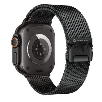   Forcell rozsdamentes acél Apple Watch sportszíj 42 / 44 / 45 / 46 / 49 mm FEKETE