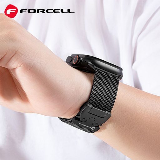 Forcell rozsdamentes acél Apple Watch sportszíj 42 / 44 / 45 / 46 / 49 mm FEKETE
