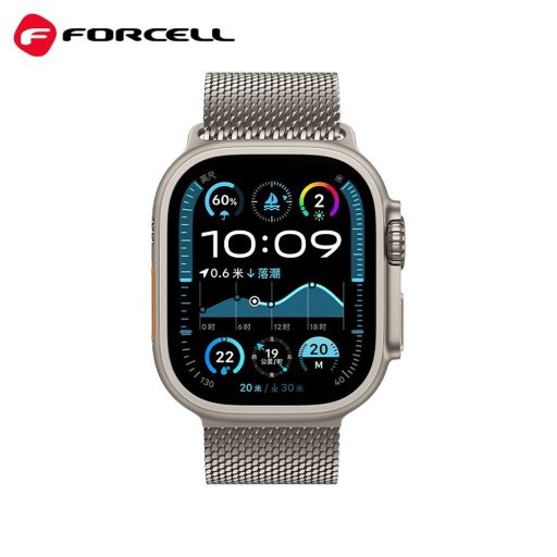 Forcell rozsdamentes acél Apple Watch sportszíj 42 / 44 / 45 / 46 / 49 mm EZÜST