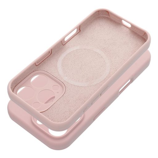 Szilikon 2mm Apple iPhone 15 MagSafe tok, homokrózsaszín