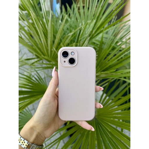 Szilikon 2mm Apple iPhone 14 / 13 tok, homokrózsaszín