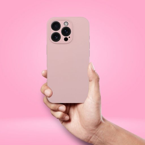 Szilikon 2mm Apple iPhone 14 / 13 tok, homokrózsaszín
