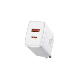Baseus Compact gyorstöltő adapter 20W Type-C + USB, fehér