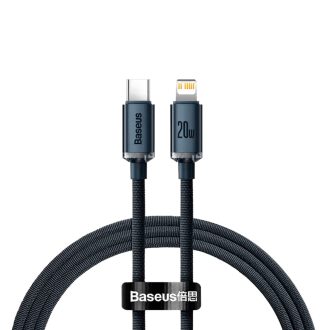   Baseus Crystal Shine Lightning - Type-C 20W gyorstöltő adatkábel, 2m, fekete