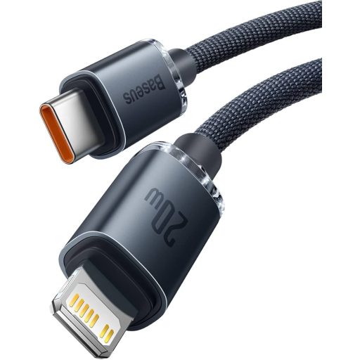 Baseus Crystal Shine Lightning - Type-C 20W gyorstöltő adatkábel, 2m, fekete