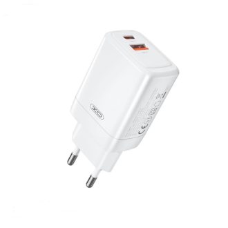 XO GaN 45W gyorstöltő adapter Type-C + USB, fehér