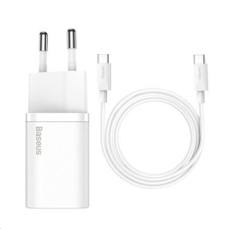   Baseus 20W gyorstöltő adapter 1 m-es USB Type-C - Type-C kábellel, fehér