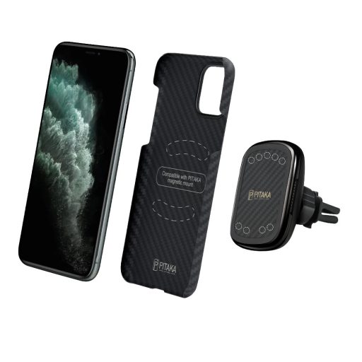 Pitaka New MagEZ mount Qi 2 in 1 Vezeték nélküli töltős autós telefontartó (szellőzőrácsra vagy műszerfalra rögzíthető)