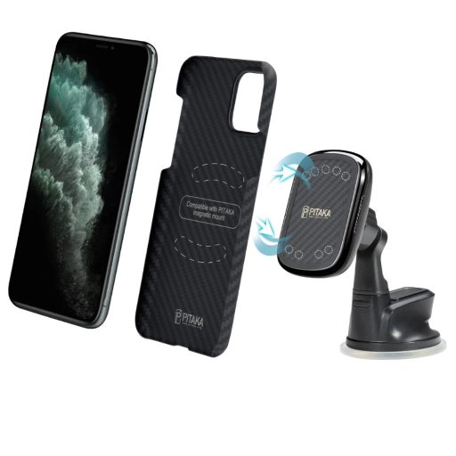 Pitaka MagEZ Mount Qi vezeték nélküli töltős autós telefontartó (szélvédőre vagy műszerfalra rögzíthető)