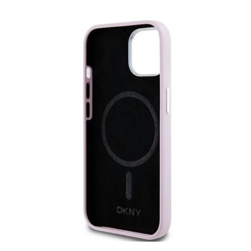 DKNY Liquid Silicone Small Metal Logo Apple iPhone 16 Magsafe hátlap tok, rózsaszín, DKHMP15XSMCHLP