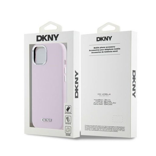 DKNY Liquid Silicone Small Metal Logo Apple iPhone 16 Magsafe hátlap tok, rózsaszín, DKHMP15XSMCHLP