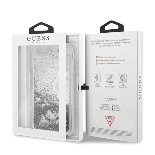 Guess iPhone 11 Pro glitteres folyós szilikon tok, hátlap EZÜST
