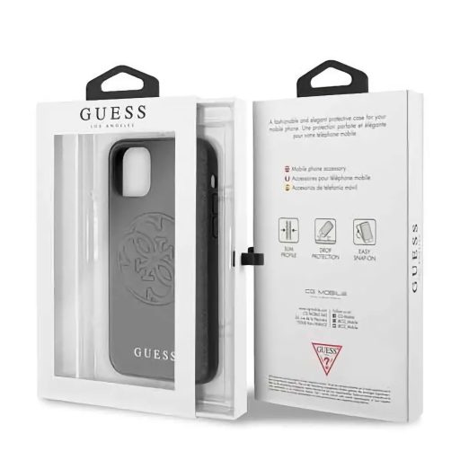 Guess logós szilikon soft-touch tok, hátlap FEKETE iPhone 11 Pro