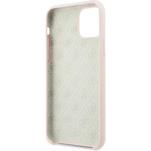 Guess iPhone 11 Pro mintás szilikon soft-touch tok, hátlap RÓZSASZÍN
