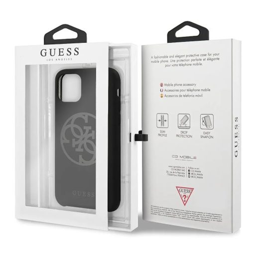 Guess logós szilikon soft-touch tok, hátlap FEKETE iPhone 11