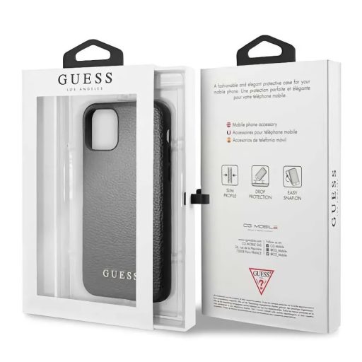 Guess iPhone 11 Pro Max bőrhatású tok, hátlap FEKETE