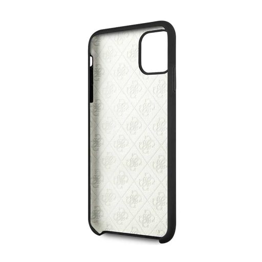 Guess iPhone 11 Pro Max mintás szilikon soft-touch tok, hátlap FEKETE