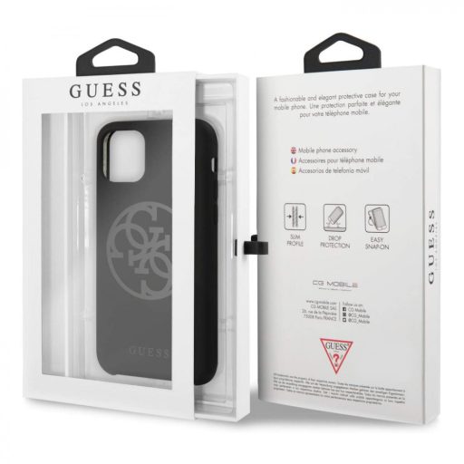 Guess iPhone 11 Pro Max mintás szilikon soft-touch tok, hátlap FEKETE