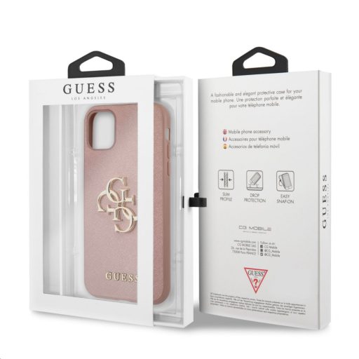 Guess logós bőrhatású tok, hátlap ROZÉARANY iPhone 12 Pro Max