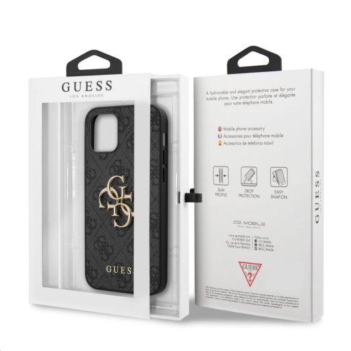 Guess logós szövet hatású SZÜRKE iPhone 13 Pro tok, hátlap GUHCP13L4GMGGR