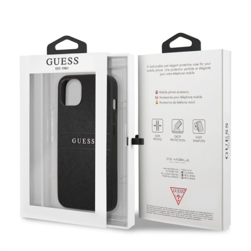 Guess bőrhatású FEKETE iPhone 13 tok, hátlap