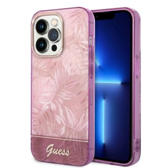  Guess Jungle Apple iPhone 14 Pro hátlap tok, rózsaszín GUHCP14LHGJGHP