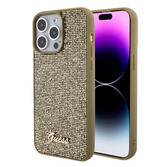   Guess Disco Metal Script Apple iPhone 15 Pro hátlap tok, arany GUHCP15LPMSDGSD