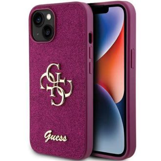   Guess Glitter Script Big 4G Apple iPhone 15 hátlap tok, lila GUHCP15SHG4SGU