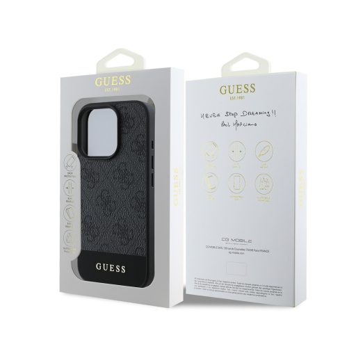 Guess 4G Bottom Stripe Apple iPhone 16 Pro hátlap tok, szürke GUHCP16LG4GLGR