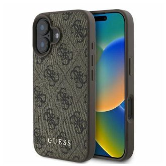   Guess 4G Classic Apple iPhone 16 hátlap tok, barna GUHCP16SG4GFBR