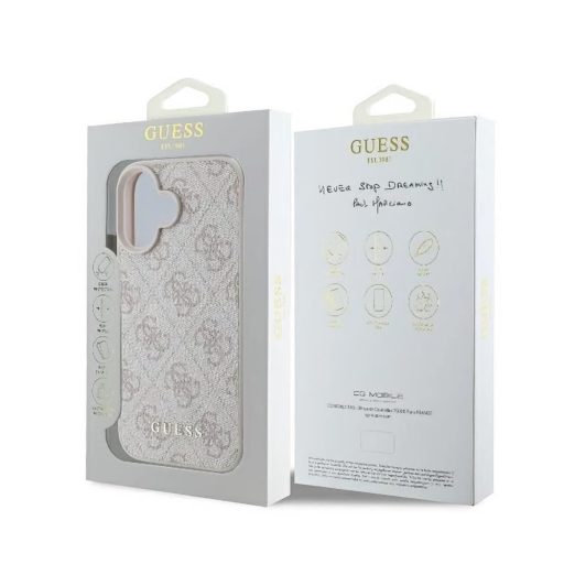 Guess 4G Ring Classic Logo Apple iPhone 16 Plus hátlap tok, rózsaszín GUHMP16MG4GFRP
