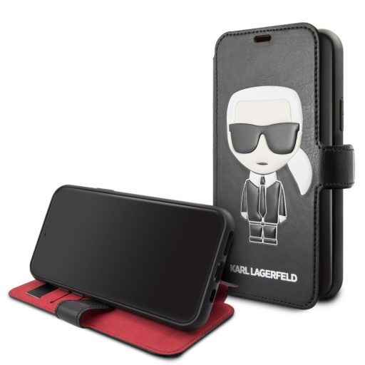 Karl Lagerfeld iPhone 11 flip, kinyithatós tok FEKETE