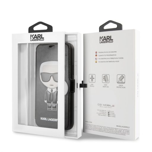 Karl Lagerfeld iPhone 11 flip, kinyithatós tok FEKETE