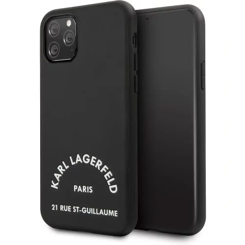 Karl Lagerfeld Paris feliratos szilikon tok, hátlap FEKETE iPhone 11 Pro