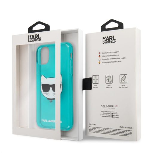 Karl Lagerfeld Choupette mintás tok, hátlap KÉK iPhone 11