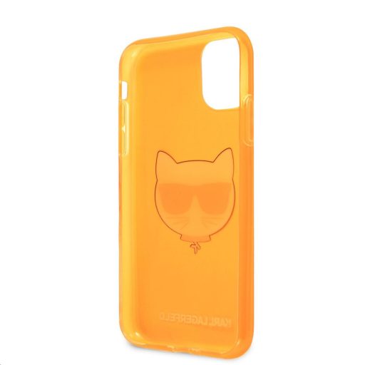 Karl Lagerfeld Choupette mintás tok, hátlap NARANCS iPhone 11