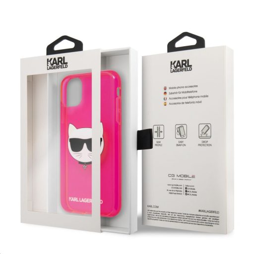 Karl Lagerfeld Choupette mintás tok, hátlap PINK iPhone 11