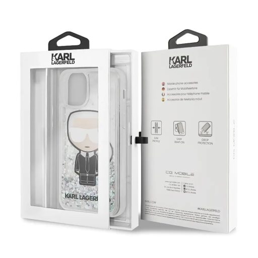 Karl Lagerfeld Karl mintás glitteres folyós szilikon tok, hátlap iPhone 11