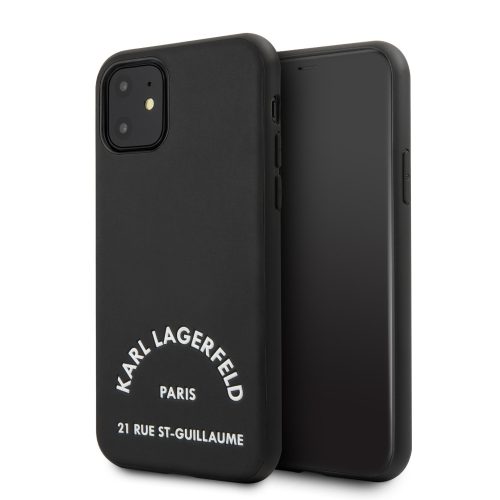 Karl Lagerfeld Paris feliratos szilikon tok, hátlap FEKETE iPhone 11
