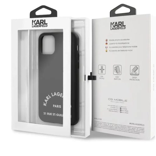 Karl Lagerfeld Paris feliratos szilikon tok, hátlap FEKETE iPhone 11