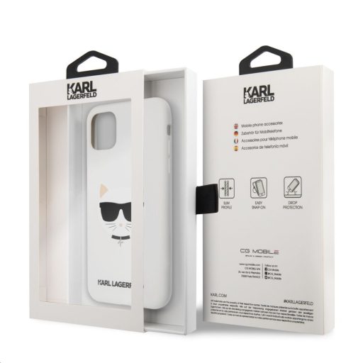 Karl Lagerfeld Choupette iPhone 11 szilikon soft-touch tok, hátlap FEHÉR
